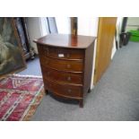 Small George III style inlaid mahogany bowfronted chest of drawers. 79cm by 60cm by 43cm