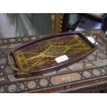 Early 20th century brass-inlaid rosewood tray, in the Secessionist taste, bearing label Craddock,