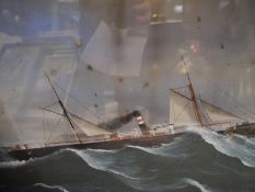 British School, c. 1900, "S.S. Cairnryan, Leith", oil, signed indistinctly lower left, in a giltwood