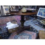 19th century Continental parcel-gilt mahogany occasional table, the circular top raised on a part