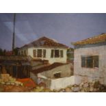 George McGavin (Contemporary), Greek Houses, monogrammed lower left, pastel, framed. 33cm by 50cm