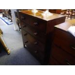 Victorian mahogany chest of drawers, the rectangular top above two short and three long graduated