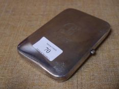 George V silver cigarette case, Birmingham 1911, of plain rectangular form, engraved with monogram