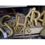 Group of giltwood letters, R, U, A, A, H, L and Gd, together with three smaller letters a, n, d