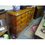 Early Victorian mahogany chest of drawers, the moulded rectangular top above two short and three