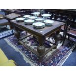 Continental oak centre table in 17th century style, the rectangular top raised on boldly carved