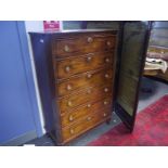 19th century Continental mahogany chest of drawers, the rectangular top with canted corners above