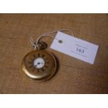 18ct yellow gold full Hunter gentleman's pocket watch, the white enamel dial with Roman numerals and