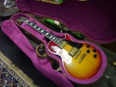Gibson Les Paul Custom electric guitar, c. 1990, cherry finish with gold plated hardware, serial