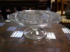 George III glass tazza, c. 1800, the galleried top on a fluted baluster standard, raised on a