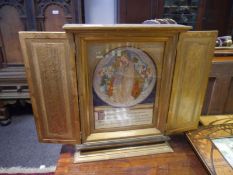 Late 19th century painted and silk needlework panel of the Virgin and Child, worked in coloured