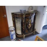 Striking ebonised marquetry inlaid and gilt-metal mounted credenza in 19th century style, the top