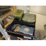 A tin containing a group of medals and coins including an Edward VIII Coronation medal, Gardening