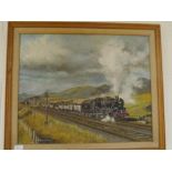 Gordon Cargill (20th Century), Study of a Steam Locomotive in a Landscape, oil on board, framed