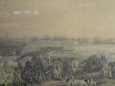 After Grant, a large 19th century black and white engraving of a hunting scene, in a gilt