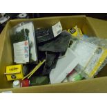 A box containing a quantity of raliway modelling craft materials including landscape moulds,