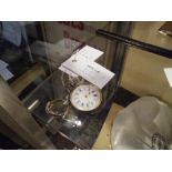 A Continental silver lady's open face fob watch with white enamel dial together with a 14ct gold