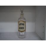 A Long John Scotch Whisky glass decanter, c. 1900., the brand reverse painted in a gilt-outlined