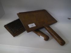 A pair of late 19th century Scottish pine wool carders, of characteristic form, stamped with maker's