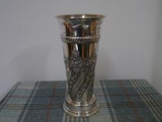 A George V silver vase, 1907, of tapering cylindrical form, with presentation inscription "Weem