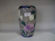 A Bough Pottery vase, c. 1930, painted with flowering boughs against a grey ground, signed,