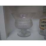 A large Edinburgh Crystal (unmarked) thistle-form cut-glass pedestal fruit or punch bowl. 23cm by