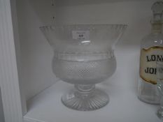 A large Edinburgh Crystal (unmarked) thistle-form cut-glass pedestal fruit or punch bowl. 23cm by