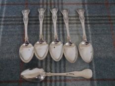 A set of six Victorian Scottish silver teaspoons, Edinburgh 1849, King's pattern, 3.4 troy ounces