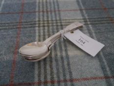 A partial set of six Scottish Provincial teaspoons, Robert Naughton, Inverness, c. 1830, fiddle