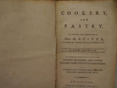 Mrs (Susan) MacIver, Cookery and Pastry, a New Edition, printed Elliot, Edinburgh, 1787