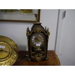 A 19th century boulle work mantel clock, Japy Freres, the case of architectural form, with caddy top