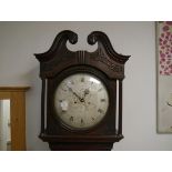 A 19th century mahogany longcase clock, the silvered dial (associated, probably earlier), with Roman