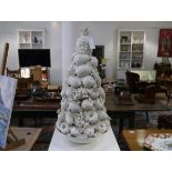 A large Casa Pupo white-glazed fruit centrepiece, with pineapple surmount, originally a lamp. 71cm