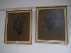 After Vladimir Tretchikoff (1913-2006), African Girls, a pair of prints, each signed in ink and