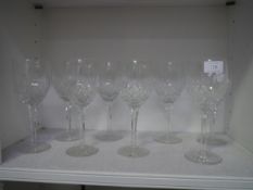 A set of eight cut-glass red wine glasses, 20th century