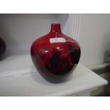 A Royal Doulton flambe veined pottery vase, of bulbous form, printed marks, shape no. 1616. 23cm