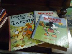 Three French 1930's childrens' books including "Mickey Fait du Camping", pub. Hachette 1933