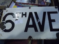 A US enamelled street sign, 6th Avenue
