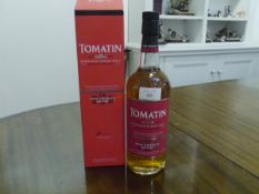 A bottle of Tomatin Single Malt Scotch Whisky, Cask Strength Edition, boxed