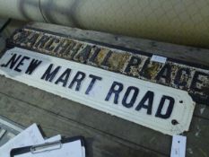 A pair of Edinburgh street signs, Marchhall Place and New Mart Road