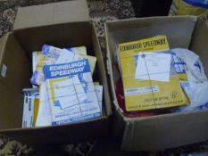 Two boxes containing a quantity of Edinburgh Speedway programmes/magazines