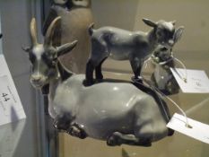 A Royal Copenhagen porcelain model of a nanny goat and kid, no. 4744