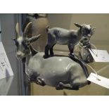 A Royal Copenhagen porcelain model of a nanny goat and kid, no. 4744