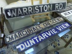 A group of three Edinburgh street signs, Warriston Road, Marchall Crescent and Duntarvie View (3)