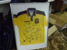 Scottish World Cup Squad 1998: a reproduction shirt signed by the squad, management etc, framed