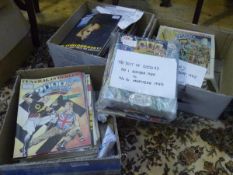 Three boxes containing a large collection of 2000AD, Judge Dredd magazines/comics, various dates,