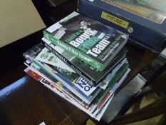 A group of football ephemera including Hibernian books, magazines etc, some signed