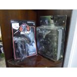 Two boxed fantasy figures from Alien, Reaction figures, one a wall relief (PBM)