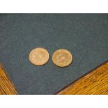 Two George V half sovereigns, 1911 and 1912