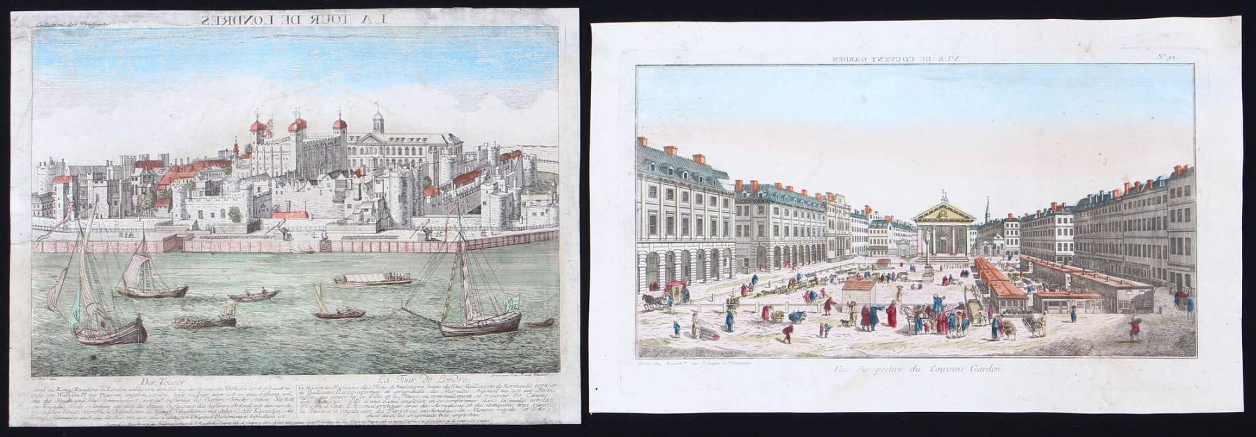 London. 8 Bll. kol., meist franz. Guckkastenkupf., um 1780: Börse, Couvent Garden, Westminster, Ans. - Image 3 of 3